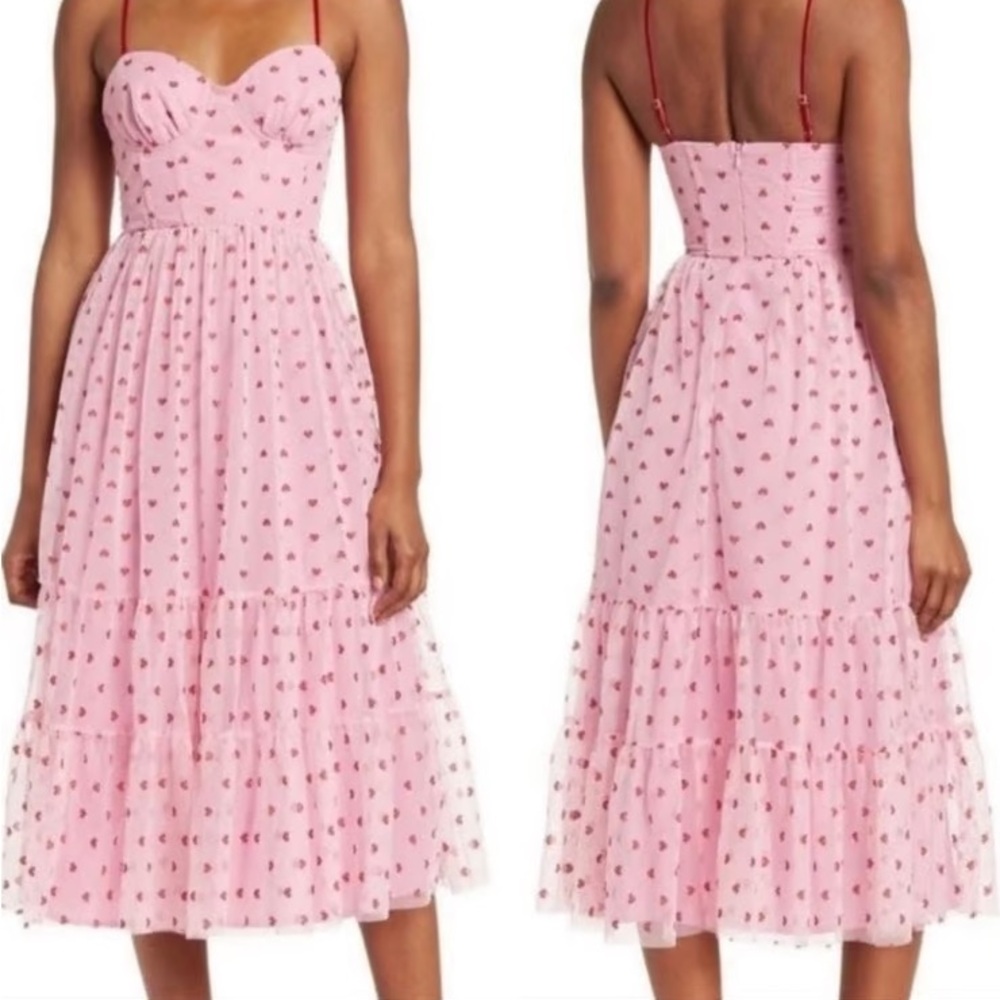 Betsy Johnson pink tulle dress w/ red sparkle hearts - NEW WITH TAGS - Picture 7 of 7